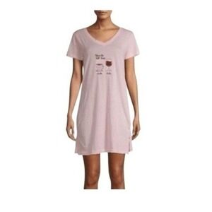 Sleep & Co Sleep Shirt‎ Nightgown Pink V-Neck Short Sleeve Pajama Top M